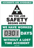 Changeable Face Mini-Digi-Day® Starter Set Electronic Scoreboards: Accidents Are Avoidable - On The Job Safety Begins Here